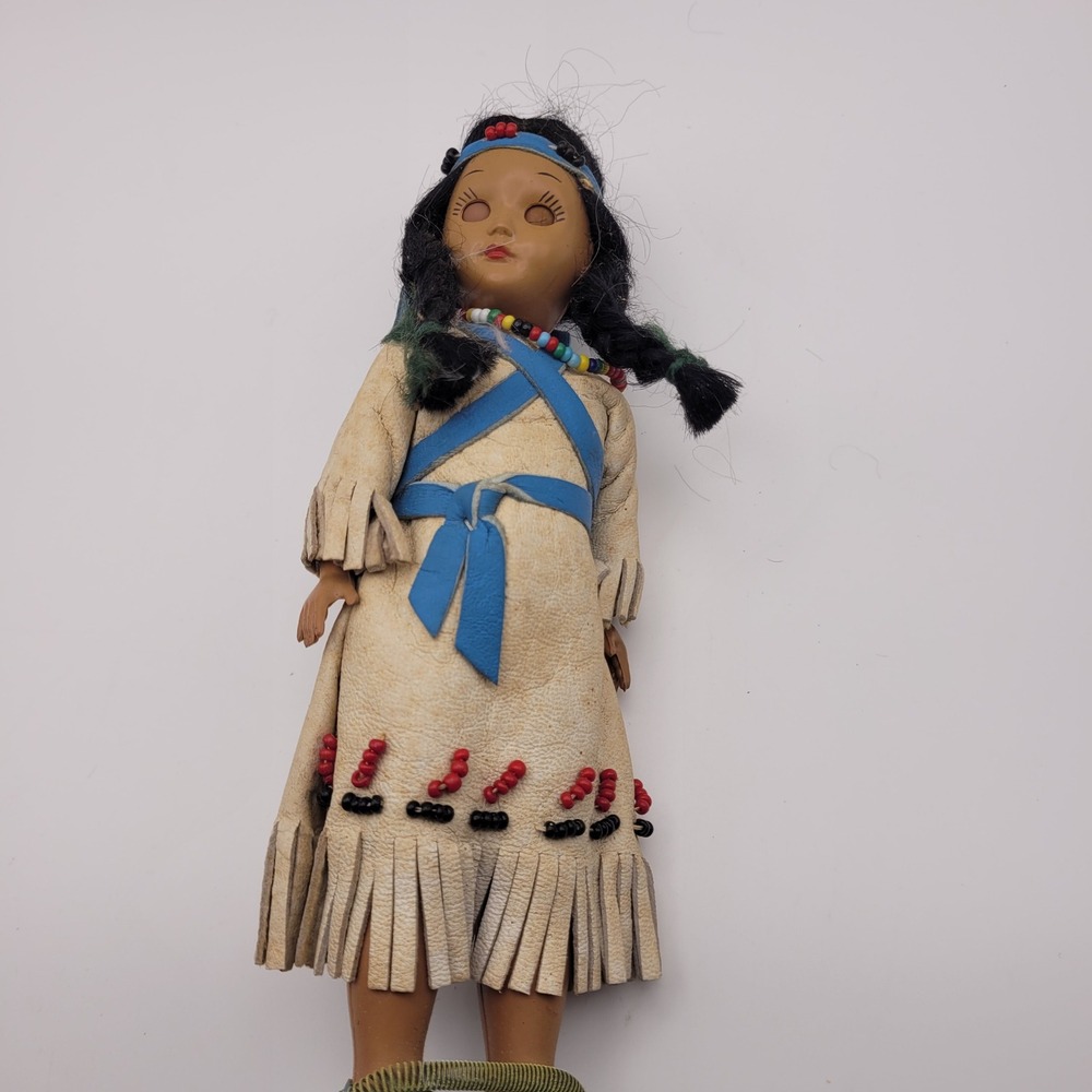 Vintage Knickerbocker Native American Indian Doll with Papoose and Sleep Eyes